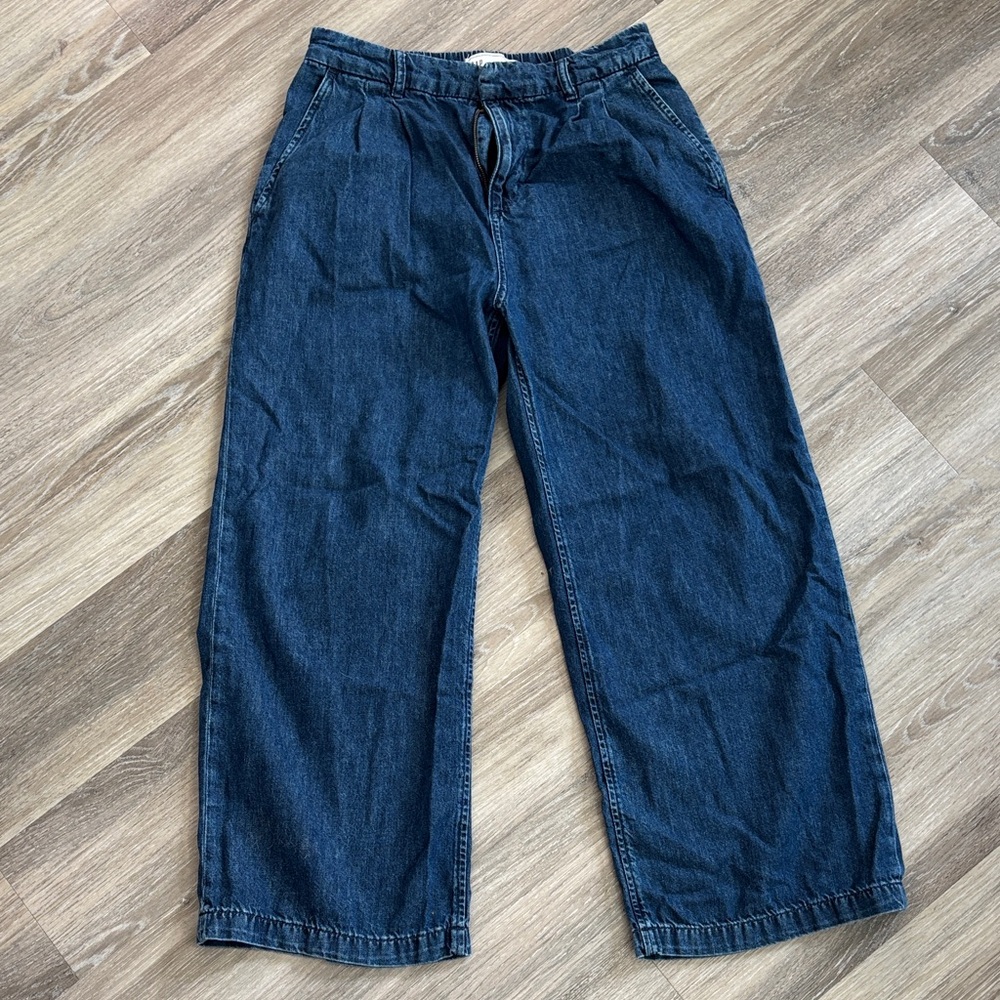 GAP Women’s Pleated Wide-leg Dark Blue Jeans Sz 10P